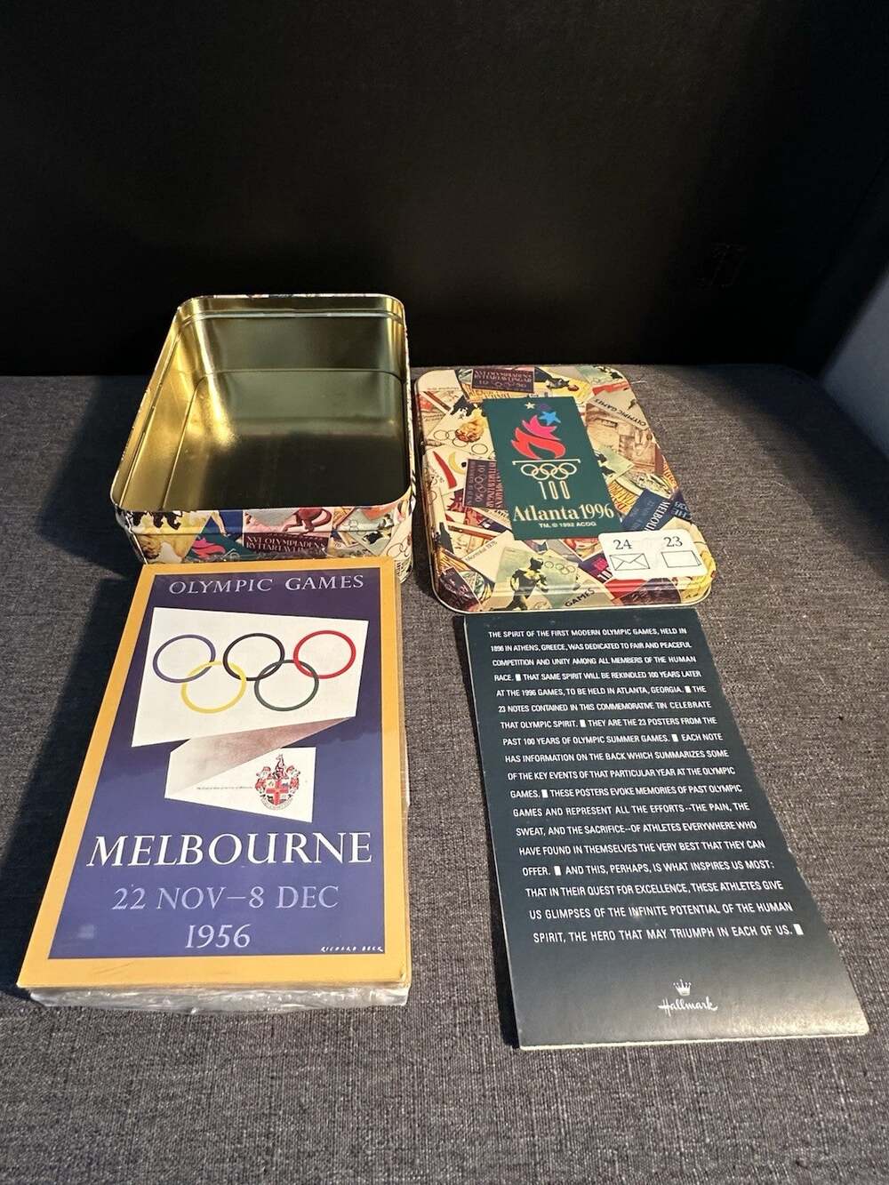 Hallmark Atlanta 1996 Olympics 100th Anniversary 23 Note Cards Tin Sealed
